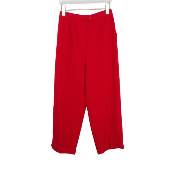 1990s Sag Harbor Vintage Trousers Red Straight Leg High Rise Pants 27" Twee - Picture 3 of 6